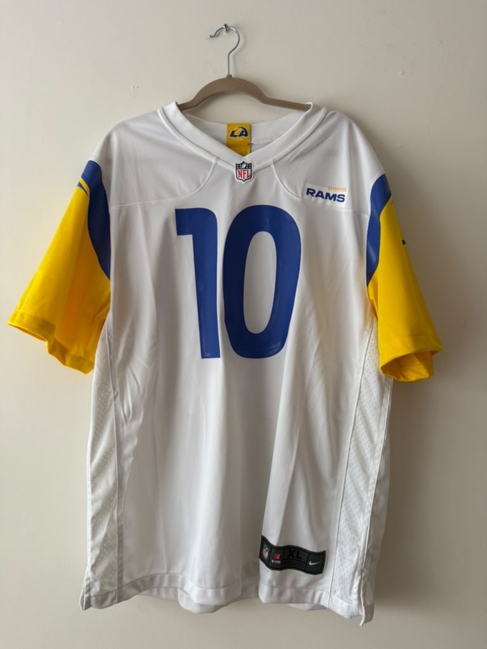 Nike White, Yellow & Blue Rams #10 Football Jersey